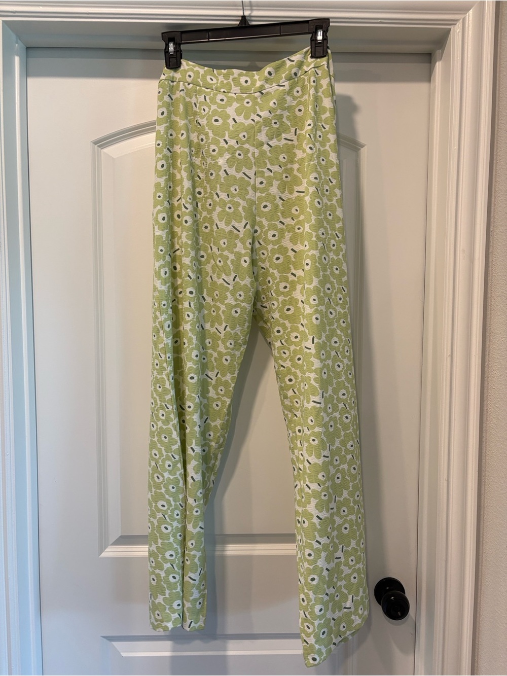 Light Green Floral Leggings for Women